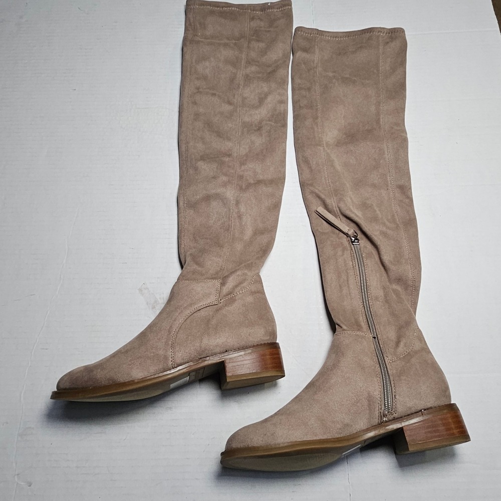 Franco Sarto Bailey Taupe Faux Suede‎ Over The Knee Boots Low Block Heel Size 5M